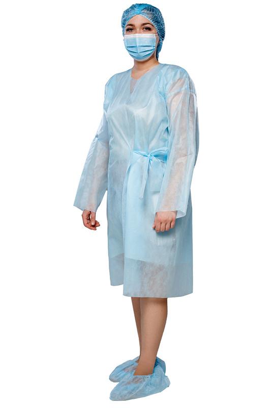 Халат хірургічний, довжина 90 cm(см), розмір ХL(54-56), спанбонд 30 g/m2(г/м2), стерильний, одноразового використання,ТМ «АХІЛЛ»